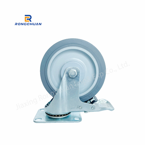 Mittelschwere Lenk rolle mit Doppel lager für wagen graue TPR-Rad rollen mittlerer Beans pru chung mit Bremse - Product Image 1