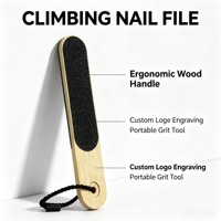 Kit de lime à ongles d'escalade OEM avec logo personnalisé, bandes abrasives double face remplaçables, lime à ongles à manche en bois