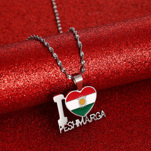 Collier Pendentif de Luxe en Gros, en Acier Inoxydable 316L, Plaqué Or PVD 14k 18k, Carte du Kurdistan, pour Femme - Product Image 2