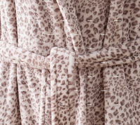 Peignoir pour femmes en coton, robe de chambre, vêtements de détente, vêtements de nuit, peignoir doux, robe de nuit décontractée, peignoir en flanelle à imprimé léopard avec col châle