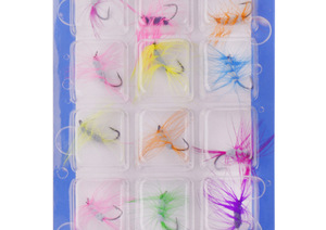 12 unidades/bolsa de moscas secas variadas para trucha y salmón, flotantes, de insecto, artificiales, de pluma, con anzuelo simple, para pesca. - Product Image 5