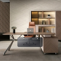 Bureau de direction moderne de luxe en bois sur mesure avec cadre en acier et tiroir à serrure à code