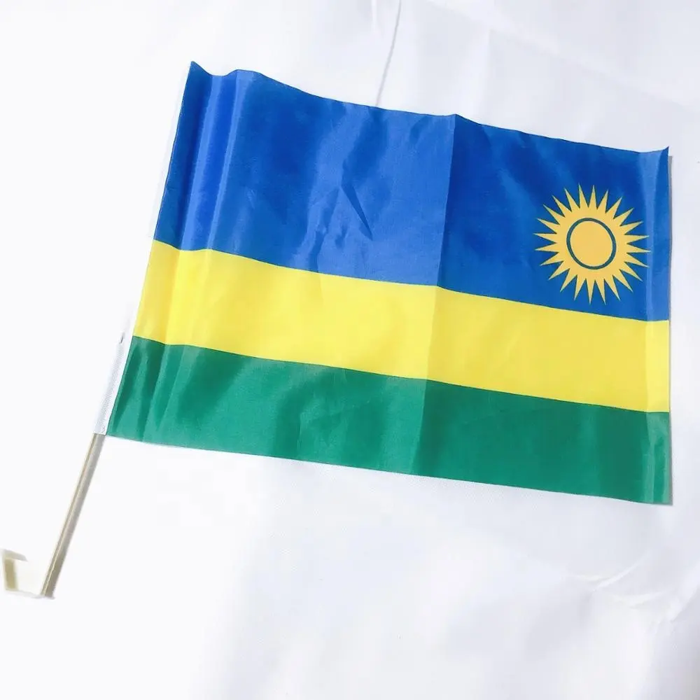 Bandeira de carro personalizada rwanda para janelas, bandeira de carro promocional de alta qualidade
