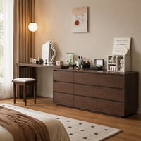 Coiffeuse moderne en bois massif de caoutchouc avec tiroirs, ensemble de maquillage extensible pour chambre à coucher, tailles personnalisées, sans miroir