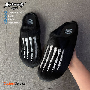 High quality men's and women's non <b>slip</b> cork slippers, outdoor flat slippers, printed embroidery, fur slippers - Product Image 4