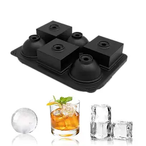 Moule pour boule de glace en silicone, trois formes, rond et carré sans BPA, dames, plateau pour whisky