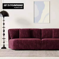 Envoltura de tela Borgoña duradera alrededor de sofá de ocio estilo de esquina muebles de sala de estar para villas tapizado forma cuadrada