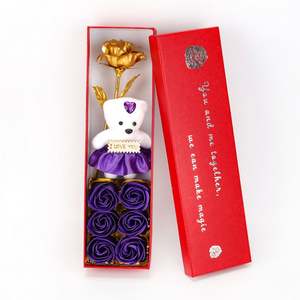 Rosa de Oro de 24K, Ecológica, Moderna y Creativa, Flor Artificial Impresa en Serigrafía, Set de Regalo para San Valentín y Día de Acción de Gracias - Product Image 5