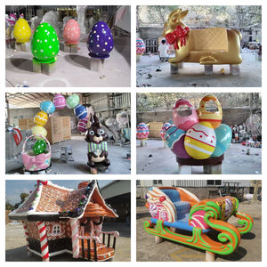 फाइबरग्लास जीवन आकार के विशाल राल ईस्टर शिल्प सजावट उत्पाद खरगोश फूल बुनी ईस्टर अंडे की मूर्तियों की सजावट आउटडोर - Product Image 4