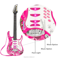 Guitare électrique musicale en plastique pour enfants, ensemble de jeu à six cordes, microphone, AUX, karaoké, instrument musical éducatif