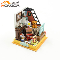 Hongda S2302 personnalisé mignon bricolage maison de poupée 3D fait à la main Miniature maison de poupée en bois maison de poupée avec lumière