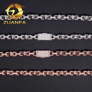 핫 세일 힙합 고급 보석 925 스털링 실버 8mm 공 아이스 아웃 Moissanite 구슬 체인 목걸이 - Product Image 5