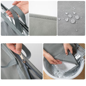 Bolso de mano para mujer, bolsa de almacenamiento de PVC no tejido con cremallera, gris y marrón, directa de fábrica - Product Image 5