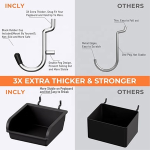 Fanghua cửa hàng hiển thị trang trí nội thất Hội Đồng Quản trị nhà để xe màu đen Wall Mount công cụ tổ chức cao Heavy Duty kim loại <span class=keywords><strong>Pegboard</strong></span> với móc phụ kiện - Product Image 3