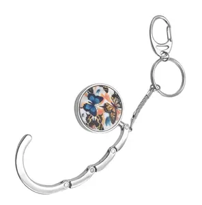 Promotionele Kleurrijke Dames Strass Parel Shell Handtas Hanger Portemonnee Tafel Haak Key Finder Sleutelhanger Sleutelhanger Bag Charm