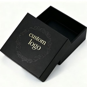 Caja de Regalo Negra de Lujo con Logotipo Personalizado, Impresión en Dorado, Caja de Embalaje de Papel Rígido para Cosméticos, Ropa y Regalos - Product Image 1