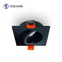 Cadre de montage pour downlight carré en aluminium TN022S1 - Anneau de verrouillage réglable |   Découpe de 75 mm, longueur latérale de 82 mm, MR16/GU10