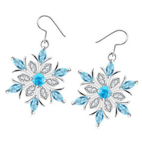 Collar de copo de nieve azul para mujer, conjunto de pendientes de la serie de Navidad, accesorios para mujer, collar y pendientes, joyería