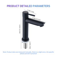 Robinet de lavabo moderne en acier inoxydable noir mat à bec droit, à poser sur le comptoir, avec aérateur économiseur d'eau