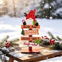 Figurine de Noël en bois rustique, faite à la main, pour décoration de table de fêtes, ornement de cheminée de ferme, cadeau artisanal