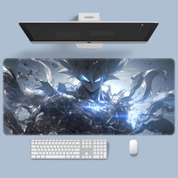 Tapis de souris de jeu XXL style anime, antidérapant, avec bords surpiqués, pour clavier et ordinateur portable