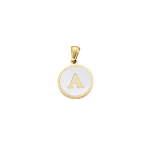 Mặt Dây Chuyền Bằng Thép Không Gỉ Hình Tròn Màu Vàng Bạc 26 Chữ Cái Mặt Dây Chuyền Tự Làm Cho Vòng Tay Vòng Cổ - Product Image 4