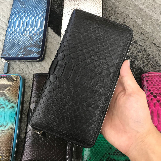Rco22 Genuine Leather Wallets for Men Bag Cardholder Slim Credit Card case Luxury SmallCoin Zipper Clip Custom Snake Skin Wallet