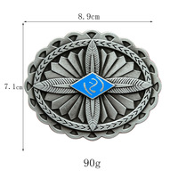 Motif Ethnique Vintage Moderne Bohe Boucle de Ceinture Argent Antique Ovale Western Cowboy Cowgirl Boucle de Ceinture Fit pour 38mm Strap