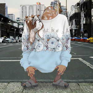 เสื้อสเวตเชิ้ตคอกลม RNSHANGER รุ่น Autumn ผ้าโพลีเอสเตอร์ระบายอากาศได้ดี ลายดอกไม้พิมพ์ลายด้านหน้า พร้อมโลโก้ ดีไซน์ใหม่ สวมใส่สบาย - Product Image 3