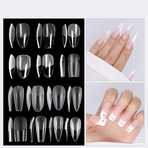 120pcs UV Gel Ongles Press-On Cercueil Semi-Givré Couverture Complète Style Français Faux Conseils <span class=keywords><strong>Capsule</strong></span> Extension <span class=keywords><strong>Manucure</strong></span> Outil pour Doigts - Product Image 2