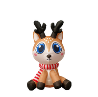 Renne gonflable mignon aux grandes oreilles pour décoration de jardin extérieur, ambiance festive de Noël et de fête pour la cour des fêtes