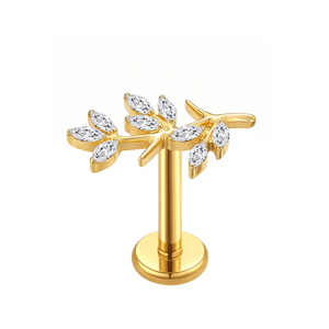 Boucles d'oreilles créatives <span class=keywords><strong>en</strong></span> forme de branche d'arbre pour femme, cadeau de mariage, <span class=keywords><strong>piercing</strong></span> labret <span class=keywords><strong>en</strong></span> titane PVD 18K pour tragus, hélix, daith - Product Image 5