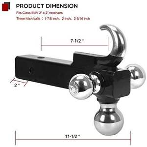 360 °   <span class=keywords><strong>Attelage</strong></span> pivotant pour remorque, support à trois boules avec crochet robuste et verrou antivol - Product Image 6