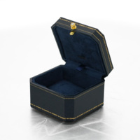 Caja de Joyería Octogonal Vintage de Lujo Personalizada, Caja de Empaque para Anillos y Colgantes con Borde de Papel de Oro