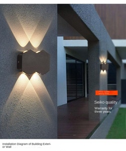 โคมไฟติดผนัง LED อลูมิเนียมทรงสี่เหลี่ยมแบบกันน้ำสำหรับภายนอกอาคาร พร้อมกระจกนิรภัย สำหรับสวน ร้านอาหาร โรงแรม ติดตั้งบนผนัง - Product Image 6