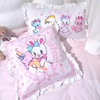 Housse de coussin en tissu imprimée sur mesure, chats mignons, décorative, douce, en forme de cœur, dessin animé, pour Noël