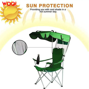 เก้าอี้พับกลางแจ้ง Woqi พร้อมหลังคาบังแดด โครงอะลูมิเนียม ผ้า Oxford สีเขียวมรกต - Product Image 2