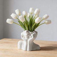 Vase en céramique de style nordique haut de gamme, écologique, sans plomb, avec logo personnalisé, en forme de visage humain, pour salon et chambre à coucher