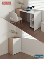 Bureau d'ordinateur escamotable et télescopique en bois massif, style minimaliste moderne, pour chambre à coucher, idéal pour petit appartement, gain de place