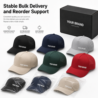 Casquette de camionneur d'extérieur personnalisée, perforée au laser, couleur unie, avec logo OEM brodé, respirante, à fermeture snapback, vente en gros, chapeau de sport