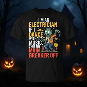 T-shirt d'électricien pour Halloween, design amusant sur le thème de la musique et des disjoncteurs - Product Image 3