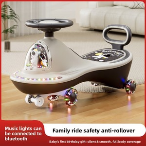 Voiture à bascule en plastique pour enfants de 1 à 3 ans et de 3 à 6 ans, deux places, deux roues silencieuses et clignotantes, unisexe, anti-basculement - Product Image 3
