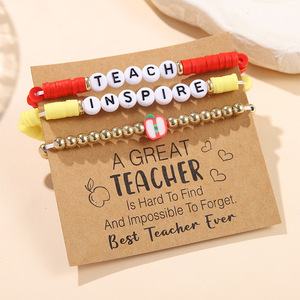 Bracelet Alphabet Inspirant en Pâte Polymère Perlé, Cadeau pour Enseignant, Bijou Unisexe Printemps 2026 - Product Image 3