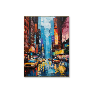 Impresión de arte de la ciudad de Nueva York de alta calidad en lienzo pintado a mano al óleo y paisaje de <span class=keywords><strong>acuarela</strong></span> estilo clásico moderno tamaño personalizado - Product Image 2