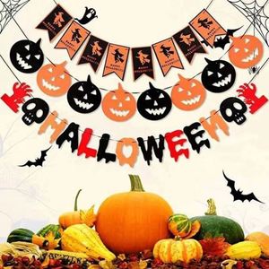Guirnalda de Halloween de Fieltro con Diseño Nuevo, Decoración de Halloween Grande con Murciélagos, Fantasmas y Calabazas - Product Image 1