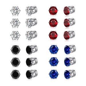 Wholesale Stainless Steel Magnetic Clip-On <b>Earrings</b> With Various Zircon Colors for Men & Women | Non <b>Piercing</b> Jewelry - Product Image 4