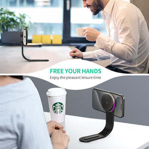 <span class=keywords><strong>Gadgets</strong></span> electrónicos 15W cargador de coche inalámbrico magnético flexible soporte de teléfono de montaje de coche con luz de marcha RGB - Product Image 4