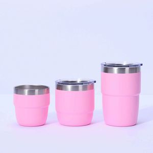 Pink Stainless Steel Tumbler Set With Lid Vacuum <b>Insulated</b> Travel <b>Cup</b> Minimalist Design - Product Image 1