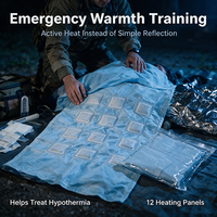 Couverture auto-chauffante, meilleure que les couvertures Mylar de survie classiques, 12 panneaux, chaleur améliorée pour la pêche, les situations d'urgence par temps froid