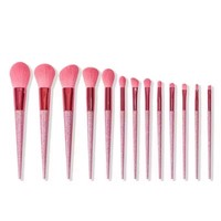 Kit de pinceaux de maquillage professionnel de luxe pour femmes, 13 pièces, poils en nylon, manche en plastique, pinceau éventail, petit pinceau plat, eye-liner